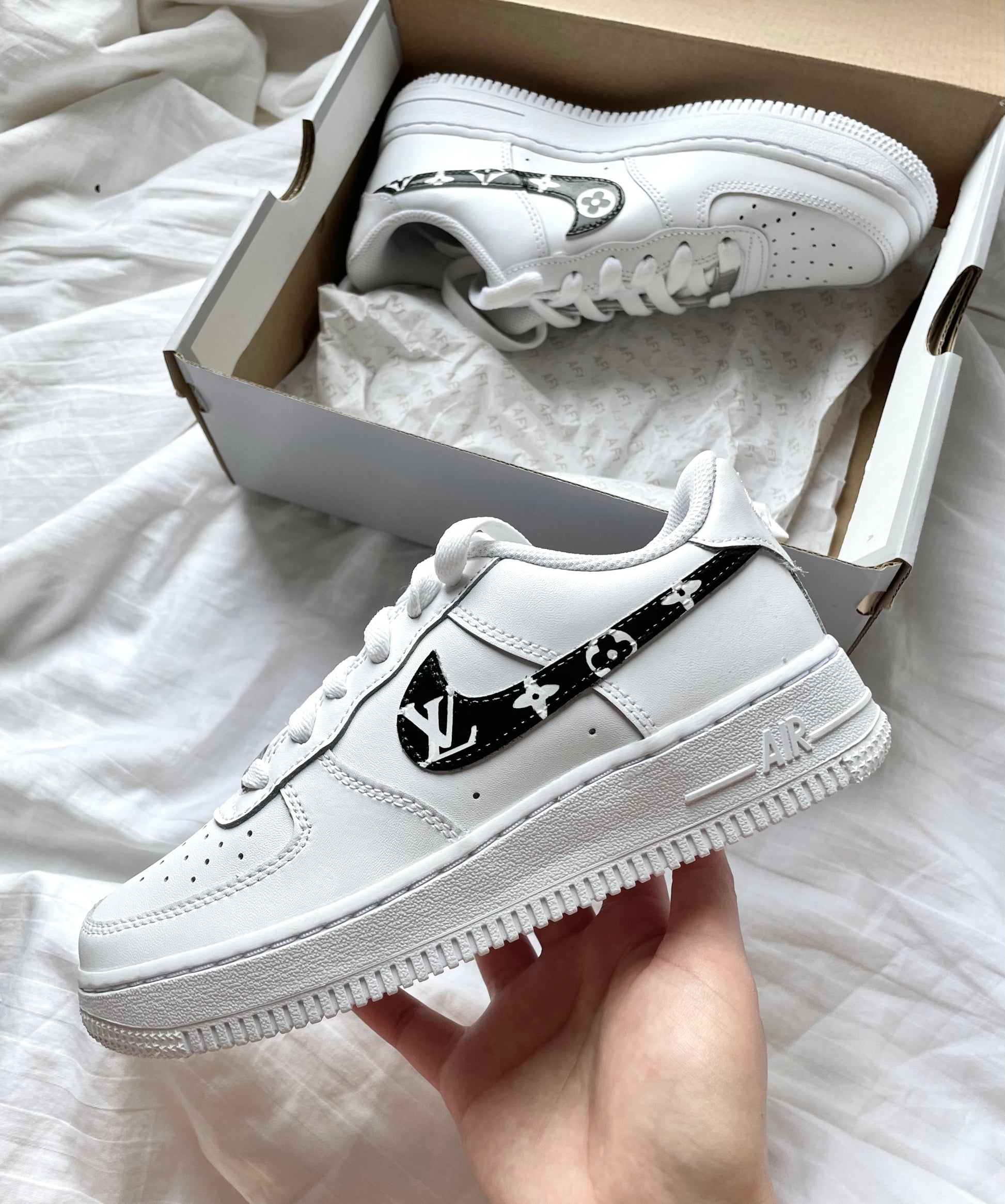 Louis Vuitton x Nike Air Force 1 Black | Size 8.5, Sneaker